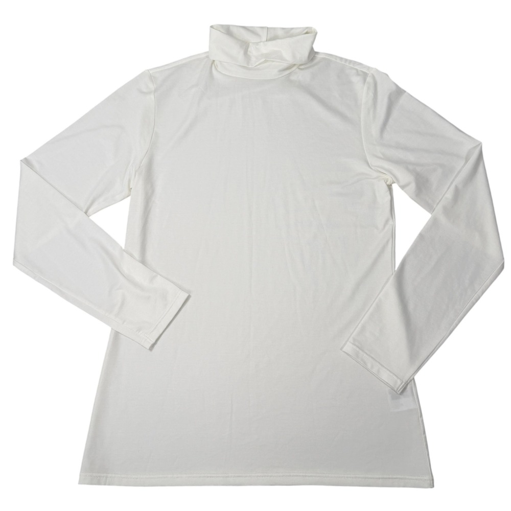 Uniqlo Heattech Womens Large White Turtleneck Long Sleeve Thermal Top T shirt